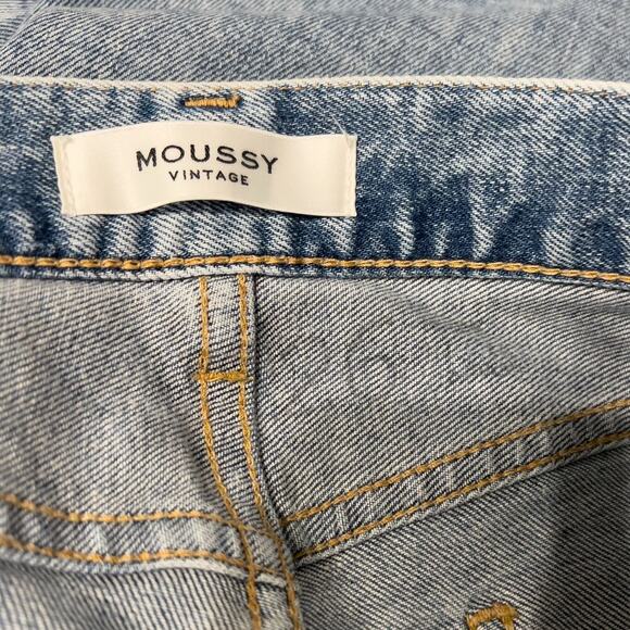 Moussy Denim Sz 26  Distressed Jeans Medium Blue Straight Mid Rise Howa - Picture 13 of 13